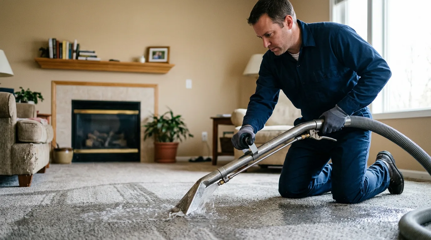 Water damage restoration technician working near Philo, OH